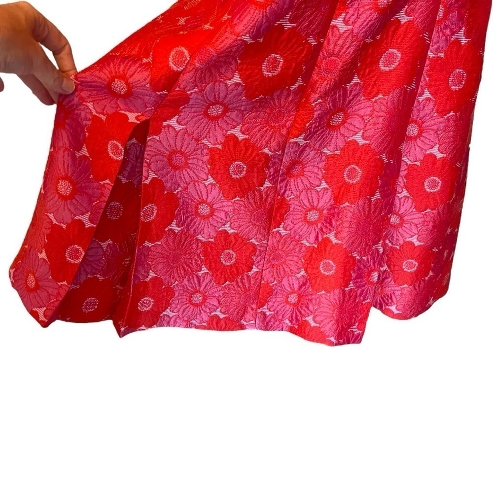 Trina Turk Devi Floral Puff-Sleeve Minidress in Red/Pink - Picture 8 of 15